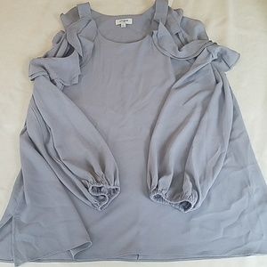 Cold Shoulder Ruffle Sleeve Top